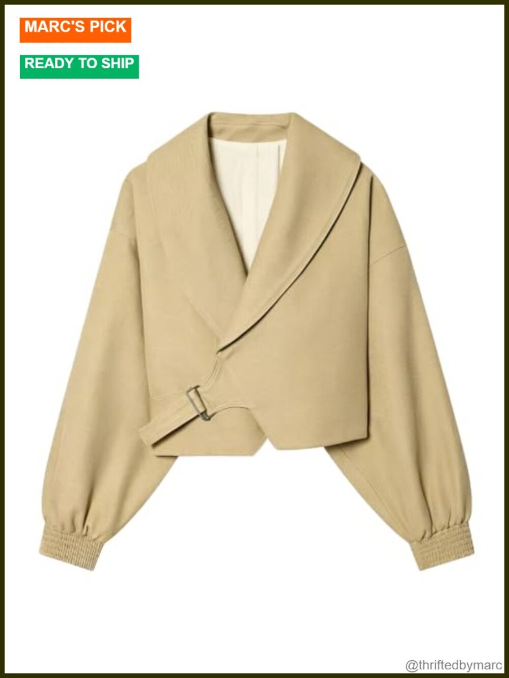 Cropped Oversized Casual Jacket Balloon Sleeve Polyester